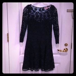 Juicy Couture black lace 3/4 sleeve floral dress 4